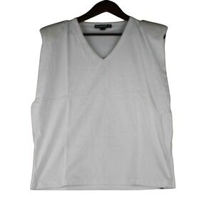 BLANKNYC Womens S White Muscle Tee V-Neck Tank Top Minimalist Basic 100% Cotton